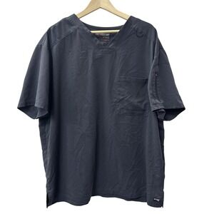 2XL Grey's Anatomy‎ by Barco Gray Scrub Top Zipper Pocket Medical Uniform